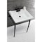 Fauceture KVPB25227W4MB 25-Inch Console Sink with Brass Legs (4-Inch, 3 Hole), White/Matte Black KVPB25227W4MB - alternate 6